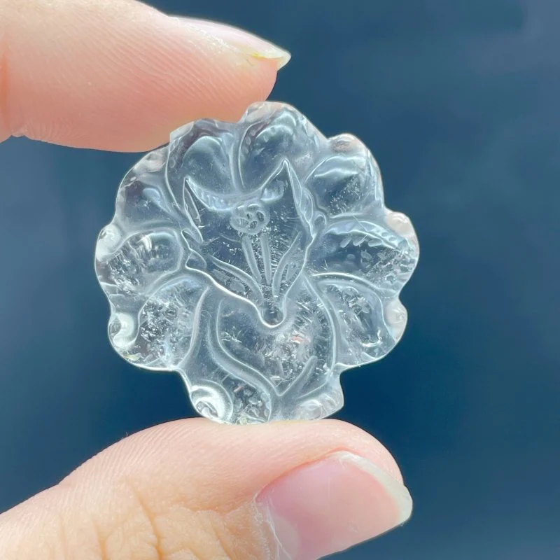 8 Pieces High Quality Clear Quartz Nine-tailed Foxes Carving - Image 6