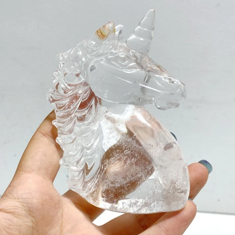 6 Pieces High Quality Clear Quartz Unicorn Carving