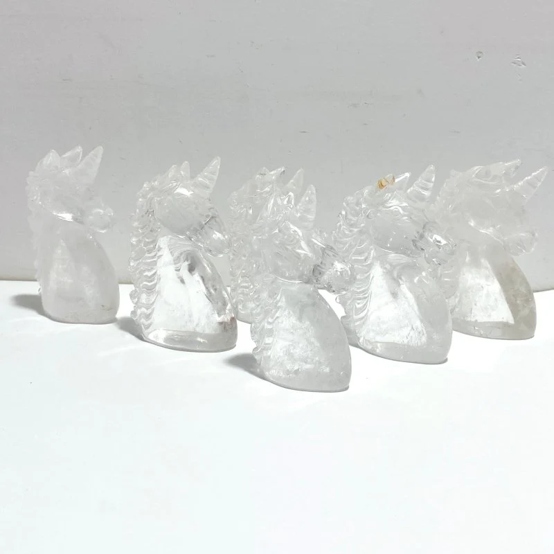6 Pieces High Quality Clear Quartz Unicorn Carving - Image 3