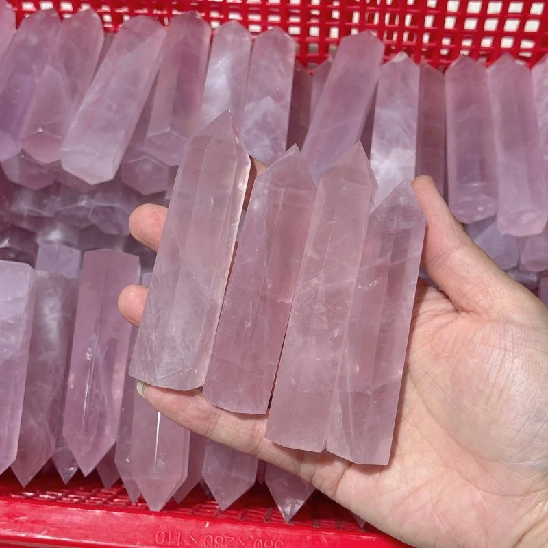 High Quality Clear Rose Quartz Points Deep Pink