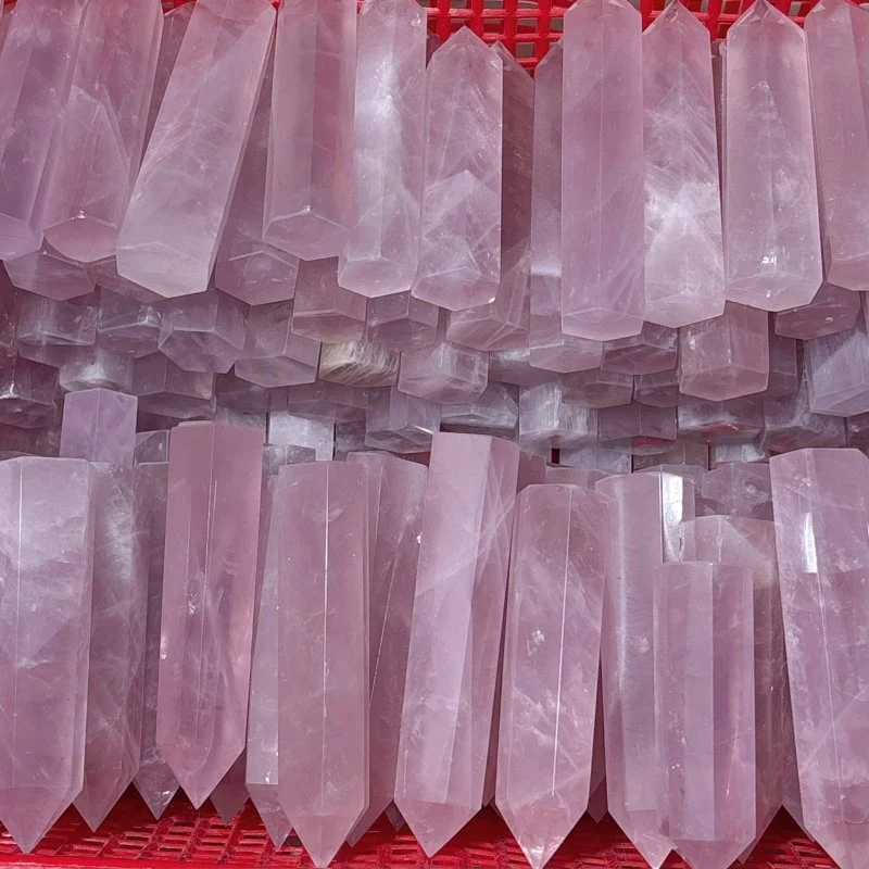 High Quality Clear Rose Quartz Points Deep Pink - Image 2