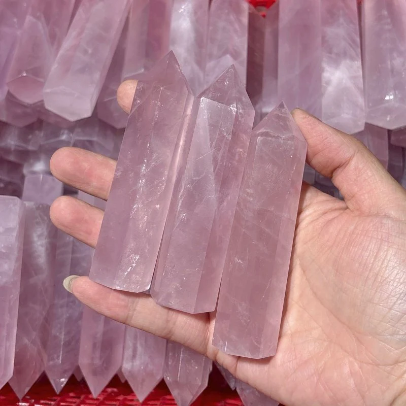 High Quality Clear Rose Quartz Points Deep Pink - Image 3