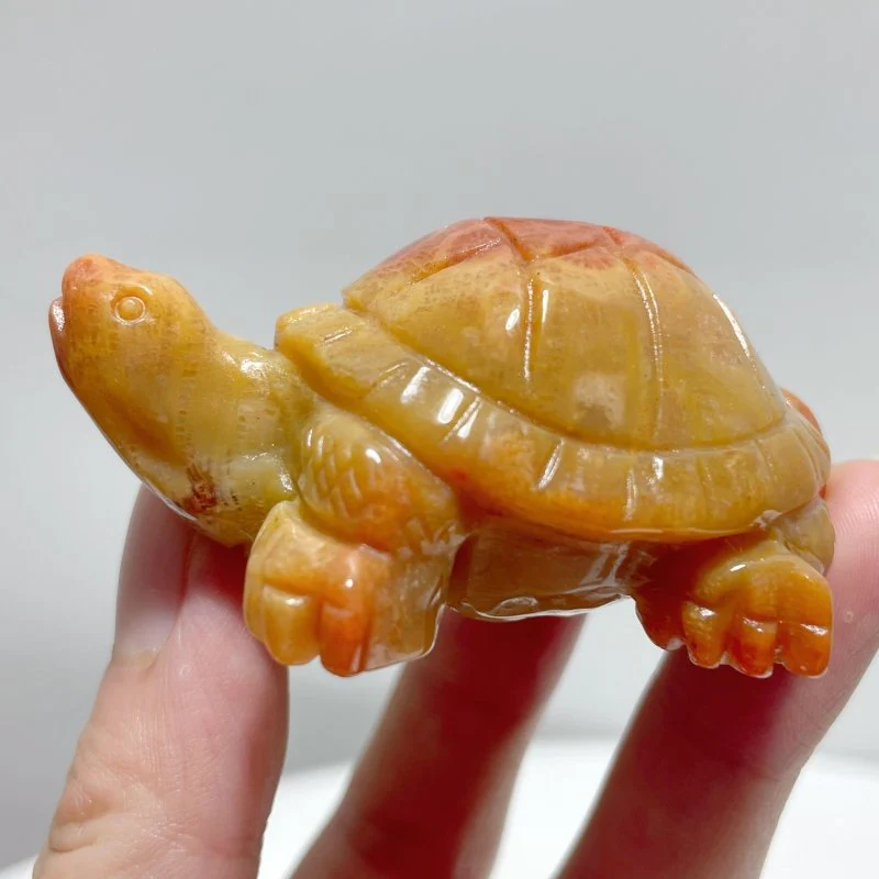 7 Pieces High Quality Coral Jade Turtle Carving #2 - Image 3