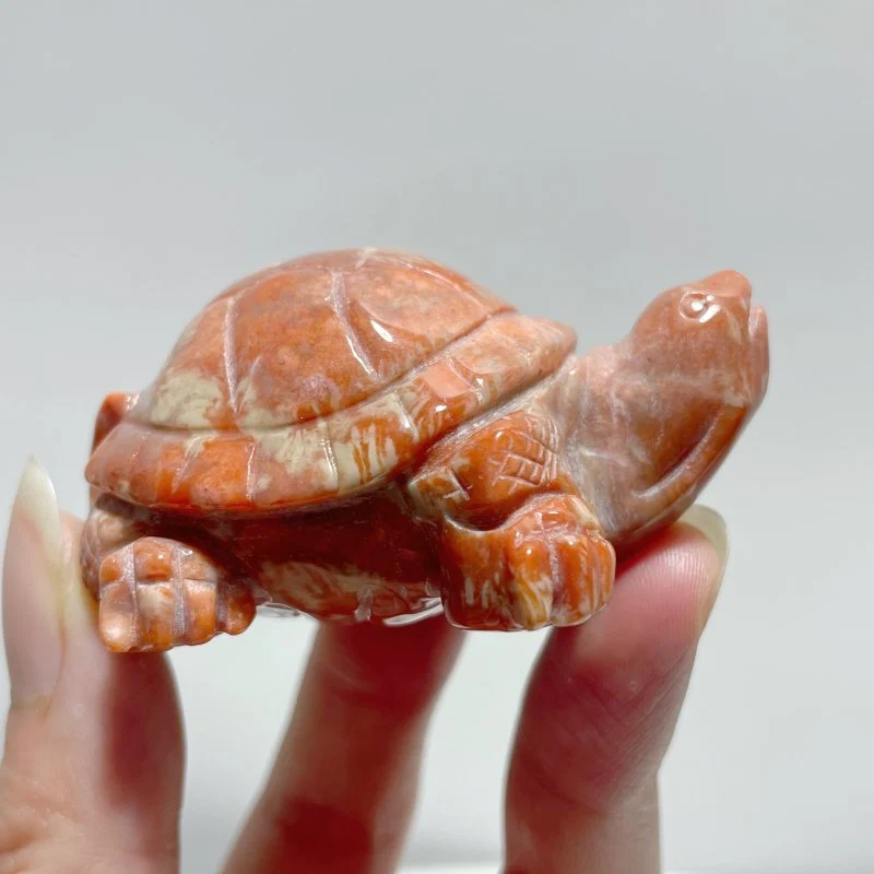 7 Pieces High Quality Coral Jade Turtle Carving #3 - Image 5