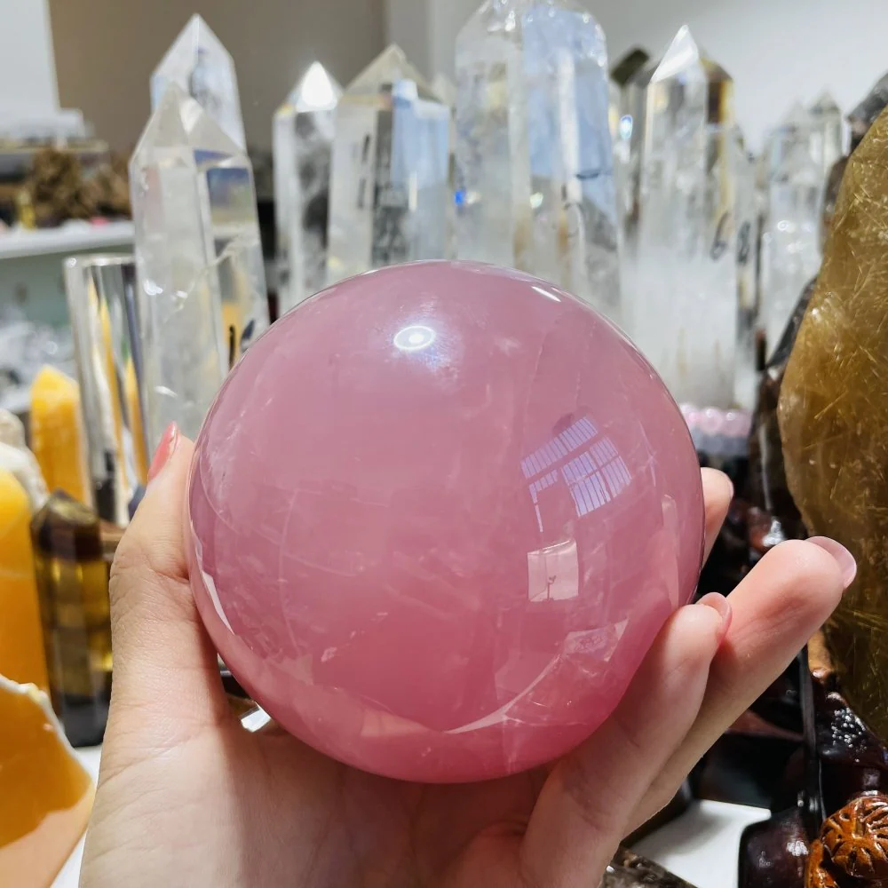 High Quality Deep Pink Rose Quartz Sphere Ball - Image 2