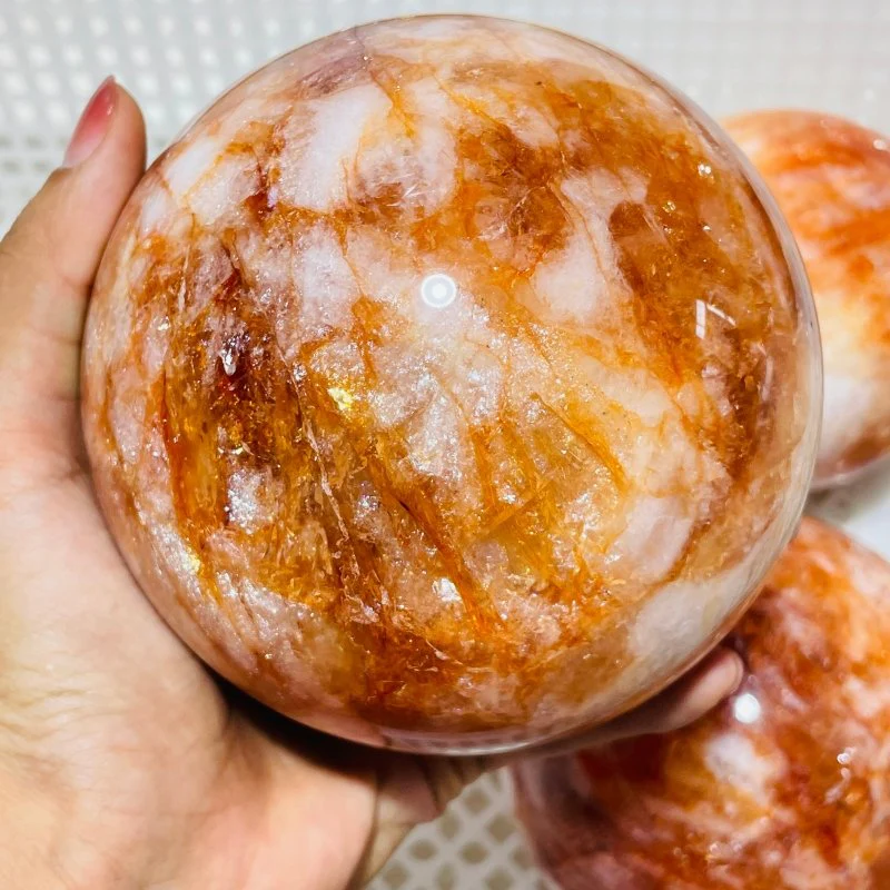 3 Pieces Large Red Fire Quartz Spheres - Image 3