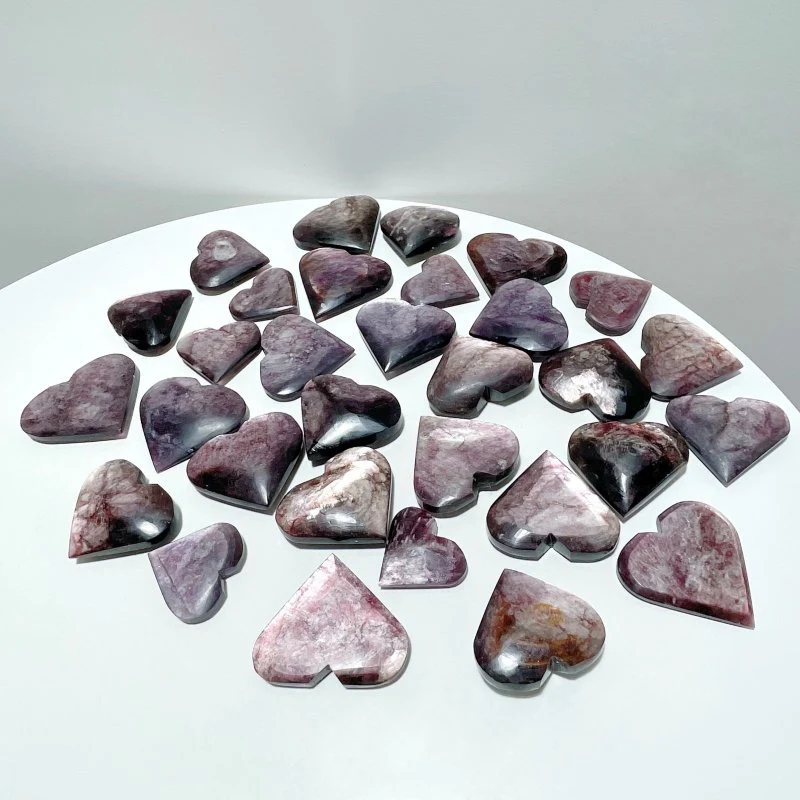31 Pieces High Quality Flash Lepidolite Heart
