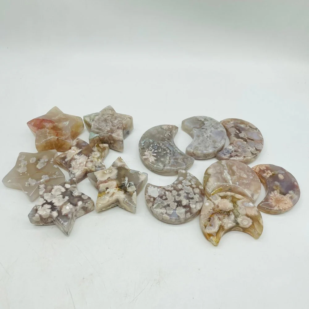 High Quality Flower Agate Star & Moon Wholesale
