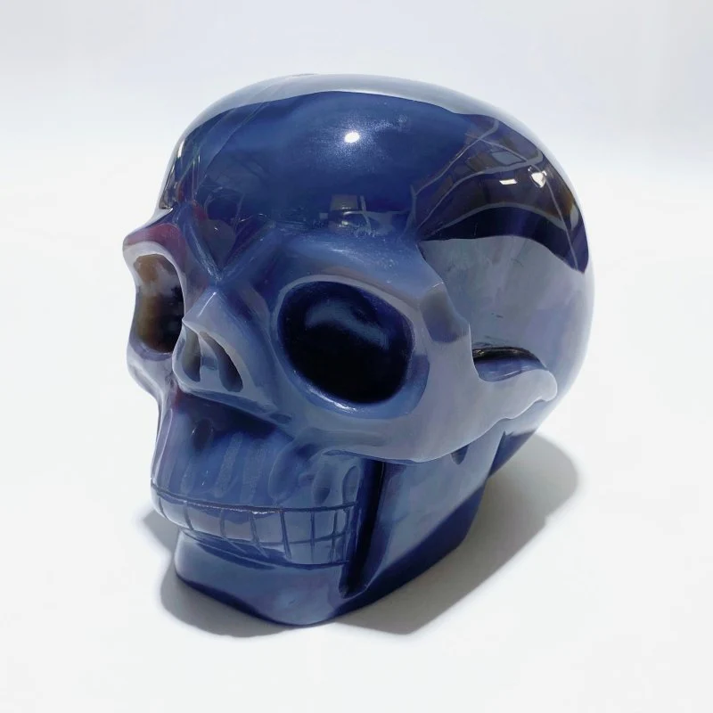 2 Pieces Large Geode Druzy Agate Skull Carving - Image 3