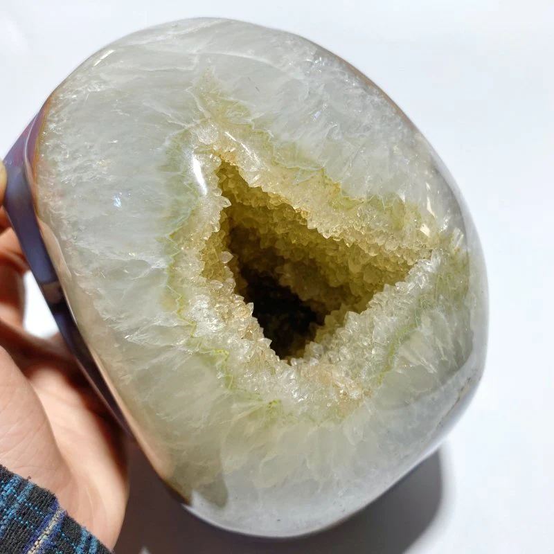 2 Pieces Large Geode Druzy Agate Skull Carving - Image 6