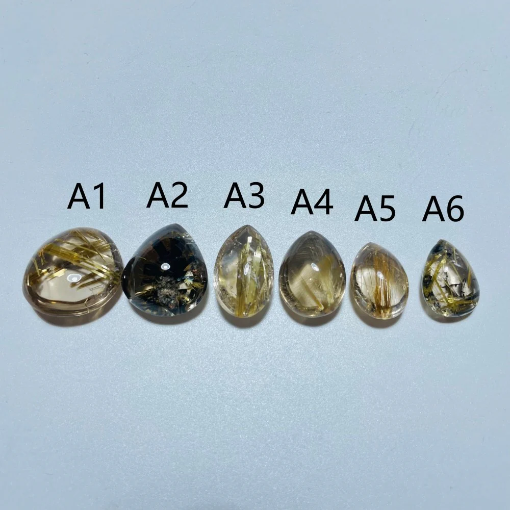 High Quality Gold Rutilated Quartz Teardrop Shape For Jewelry Making DIY Pendant - Image 2