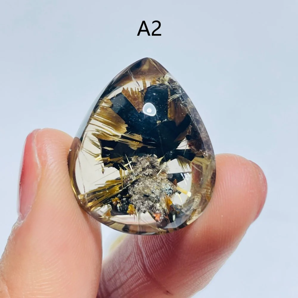 High Quality Gold Rutilated Quartz Teardrop Shape For Jewelry Making DIY Pendant - Image 4