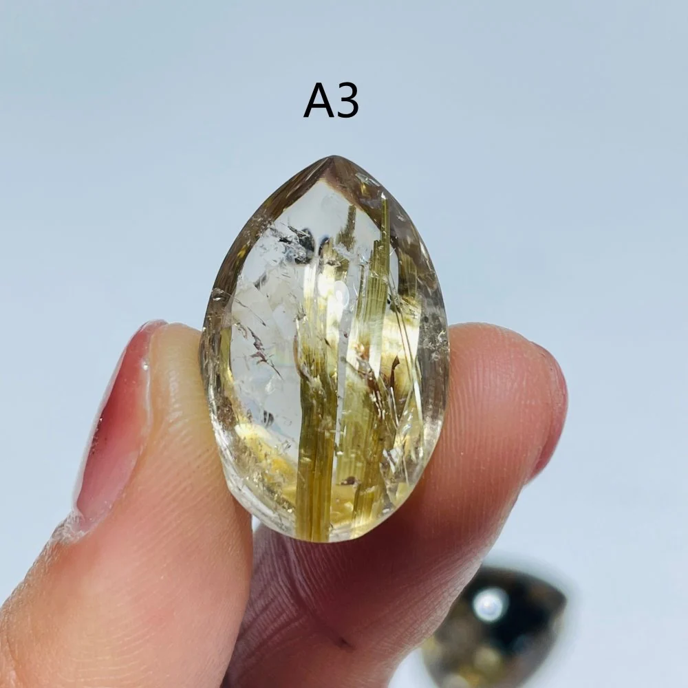 High Quality Gold Rutilated Quartz Teardrop Shape For Jewelry Making DIY Pendant - Image 5