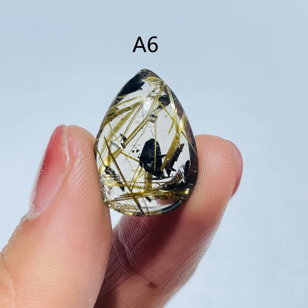 High Quality Gold Rutilated Quartz Teardrop Shape For Jewelry Making DIY Pendant - Image 8