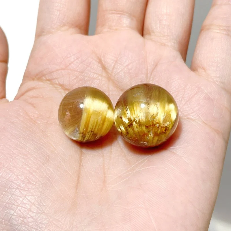 3 Pieces High Quality Gold Rutile Spheres - Image 3