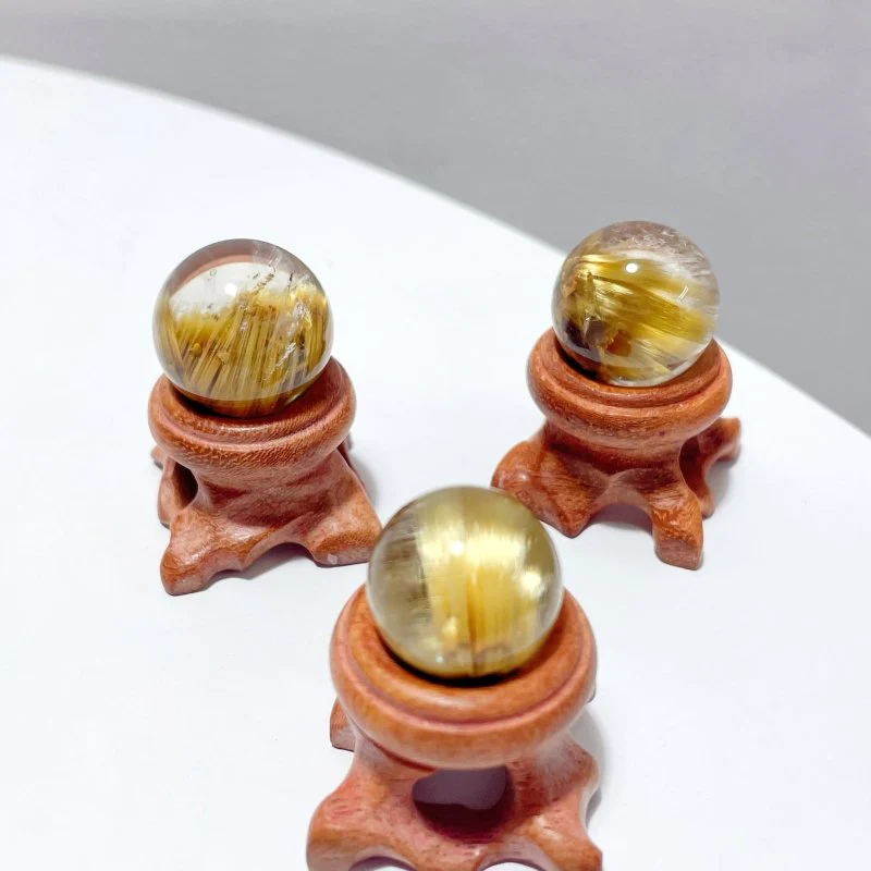 3 Pieces High Quality Gold Rutile Spheres - Image 6
