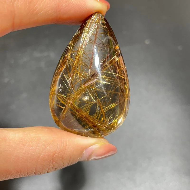 High Quality Gold Rutile Teardrop Pendant - Image 4