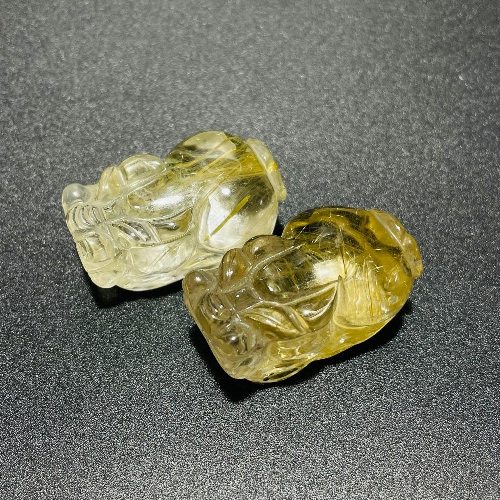 2 Pieces High Quality Golden Rutile Pi Xiu Carving - Image 2