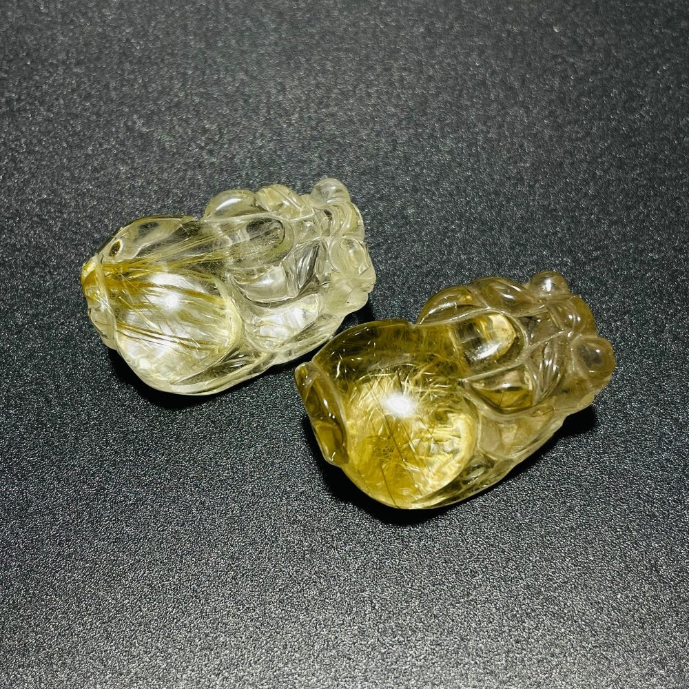 2 Pieces High Quality Golden Rutile Pi Xiu Carving - Image 3