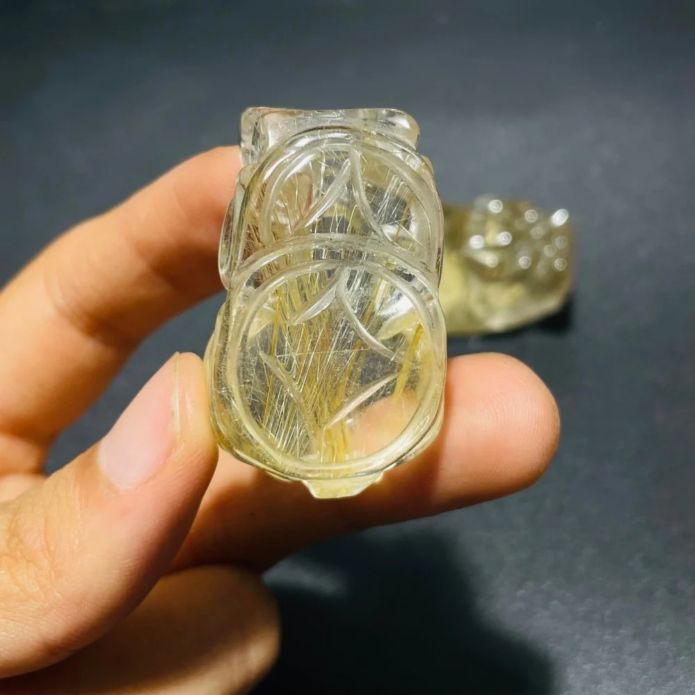 2 Pieces High Quality Golden Rutile Pi Xiu Carving - Image 6