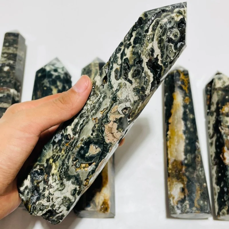 6 Pieces Black Vein Ocean Jasper Tower - Image 3