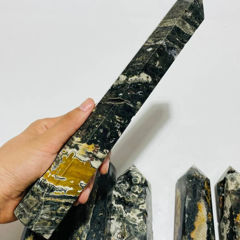 6 Pieces Black Vein Ocean Jasper Tower - Image 4