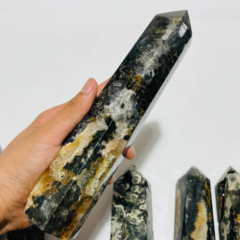 6 Pieces Black Vein Ocean Jasper Tower - Image 5