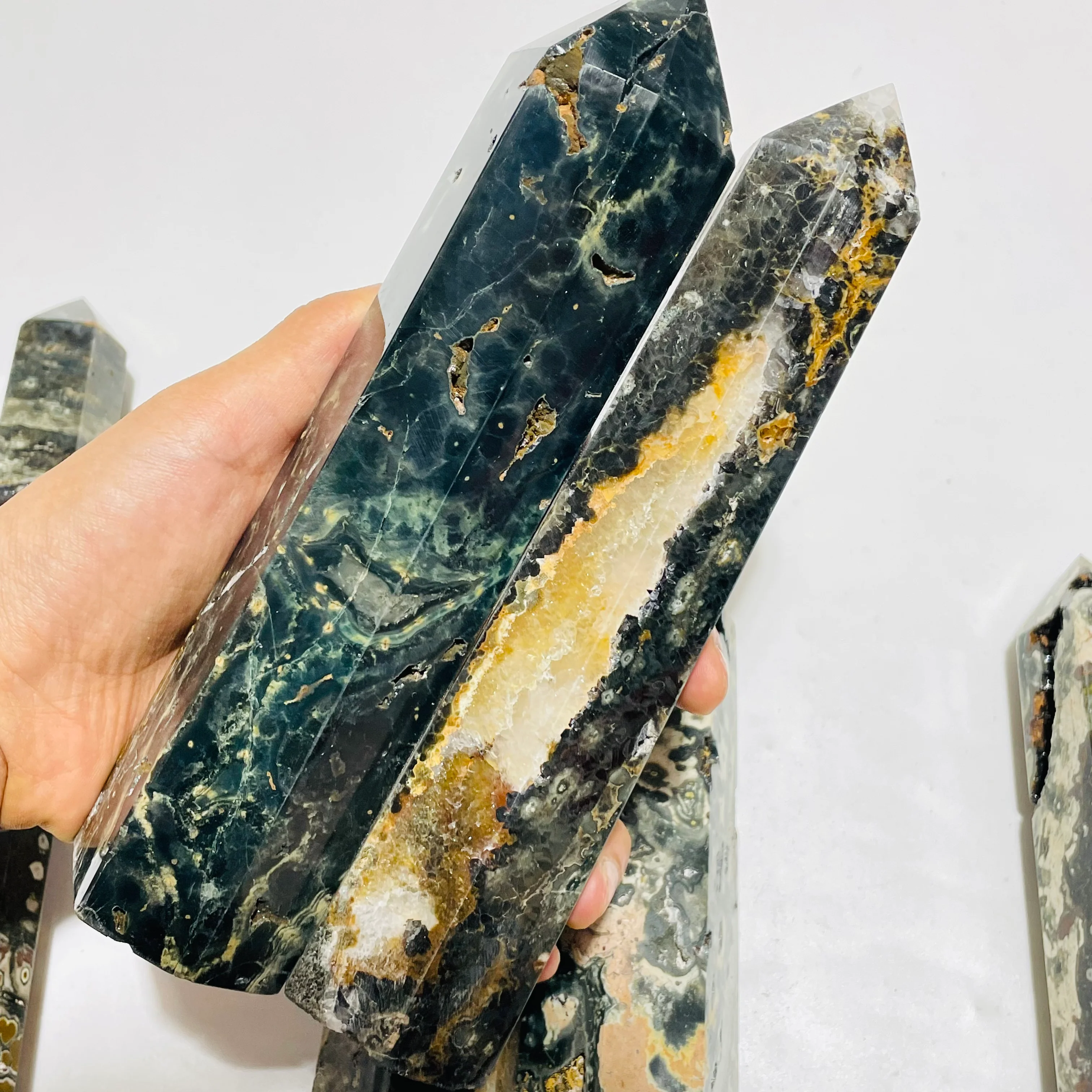6 Pieces Black Vein Ocean Jasper Tower - Image 7