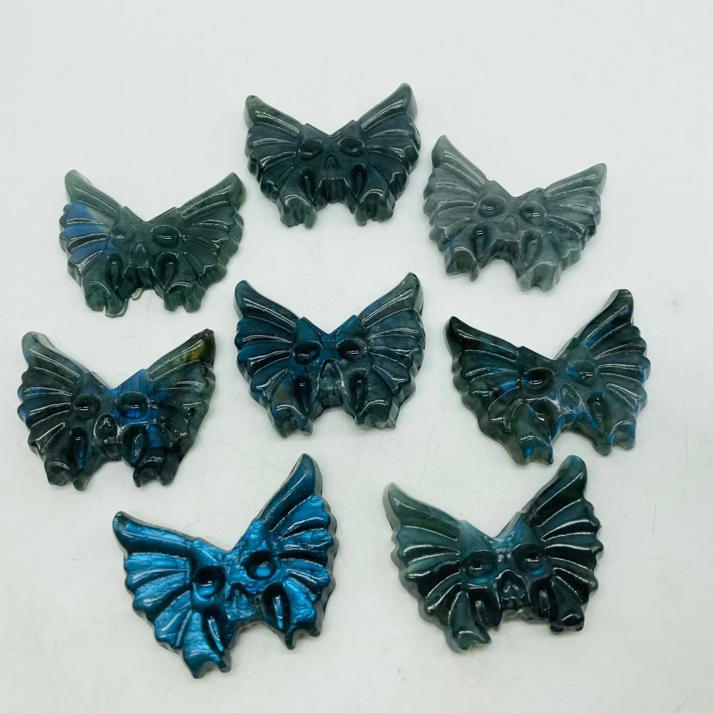 High Quality Labradorite Butterfly Skull Carving Wholesale - Image 2