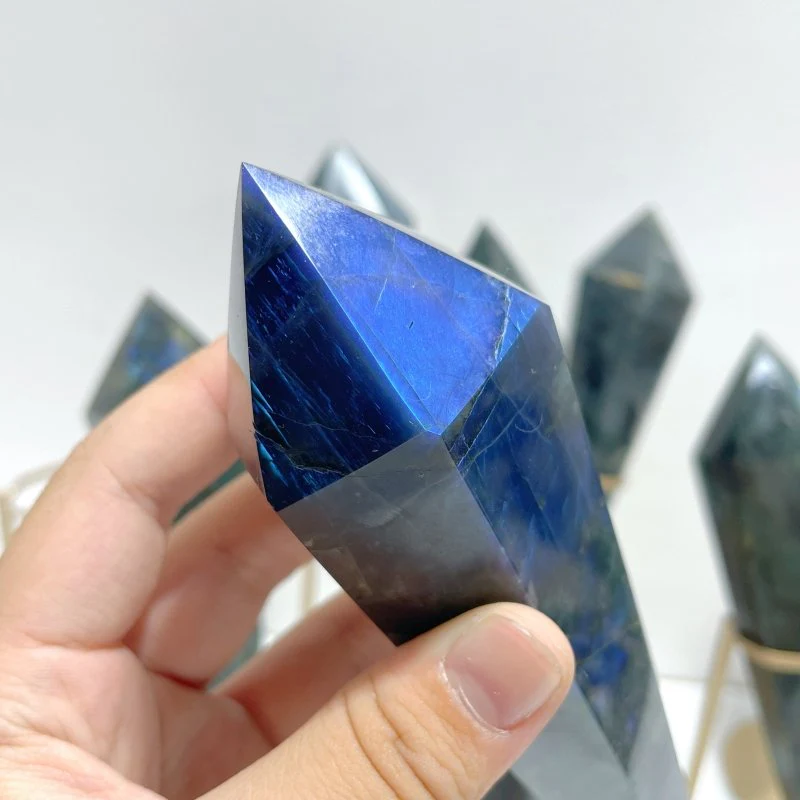 9 Pieces High Quality Labradorite Magic Scepter Wand Points With Stand - Image 2