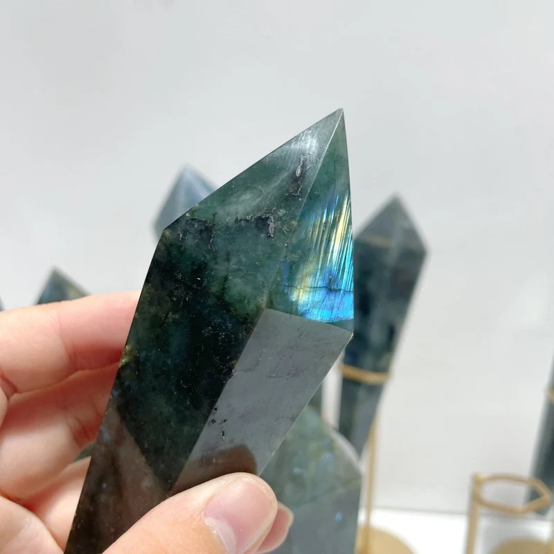 9 Pieces High Quality Labradorite Magic Scepter Wand Points With Stand - Image 6
