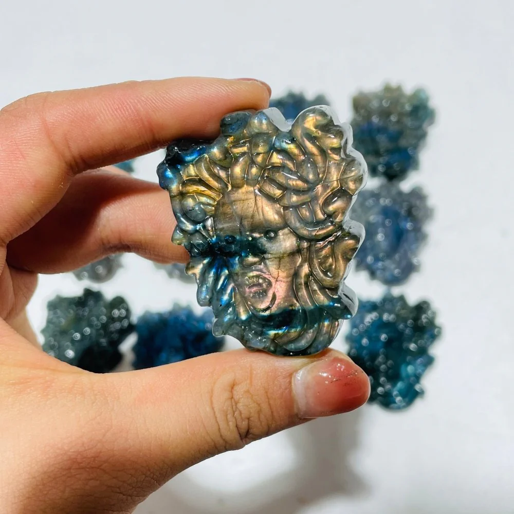 High Quality Labradorite Medusa Carving Wholesale - Image 5