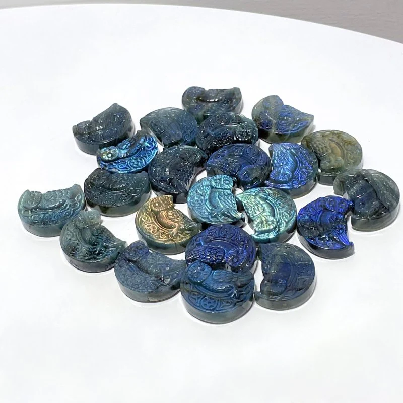 High Quality Labradorite Moon Owl Carving Wholesale - Image 6