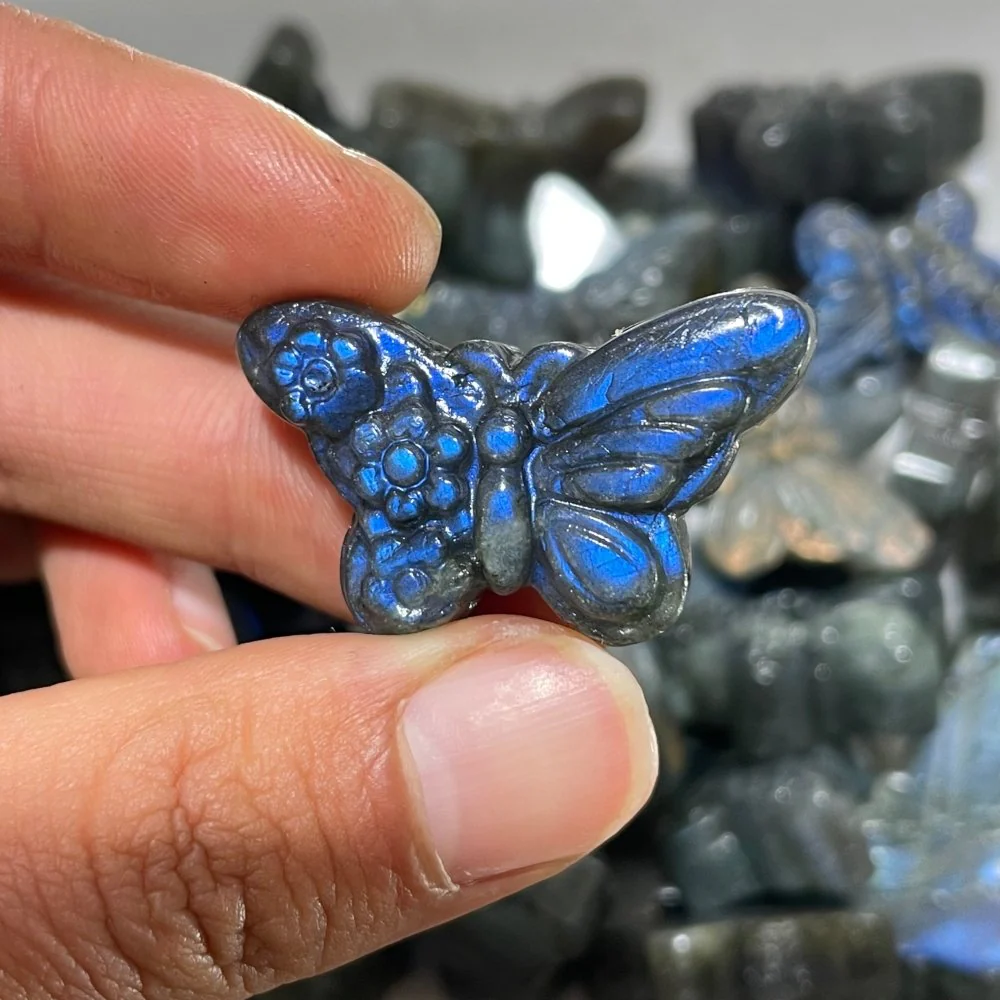 High Quality Labradorite Stone Butterfly Carving Wholesale