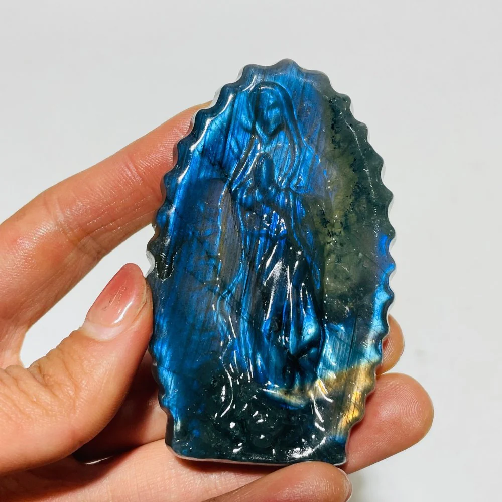 High Quality Labradorite Virgin Mary Carving Wholesale - Image 2