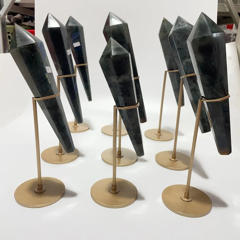 9 Pieces High Quality Labradorite Magic Scepter Wand Points With Stand - Image 2