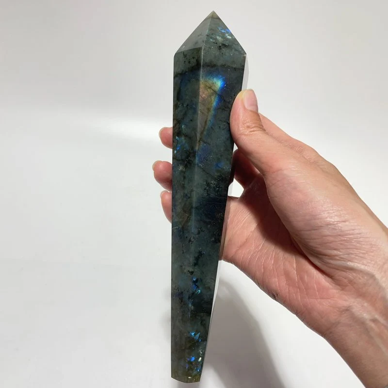 9 Pieces High Quality Labradorite Magic Scepter Wand Points With Stand - Image 4