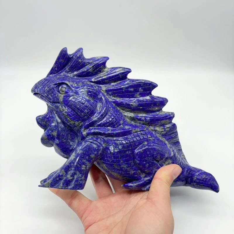 High Quality Lapis Lazuli Chameleon Lizard Carving - Image 3