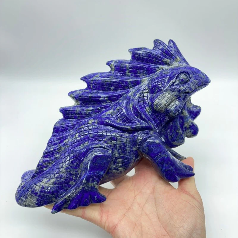 High Quality Lapis Lazuli Chameleon Lizard Carving - Image 4