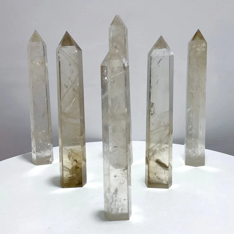 6 Pieces High Quality Large Clear Quartz Tower 11.4-13.4in
