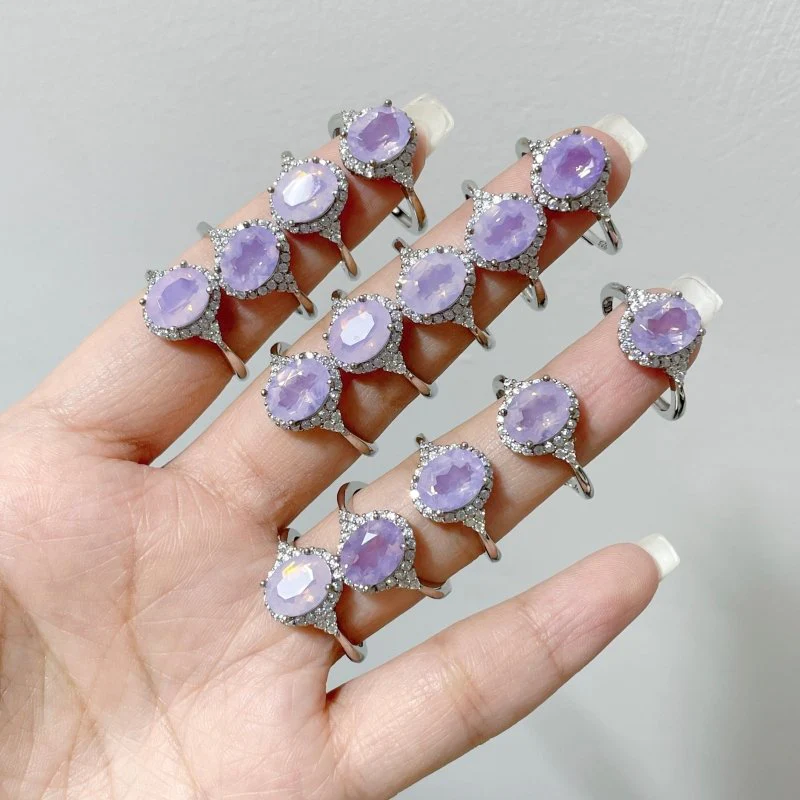 14 Pieces S925 Lavender Quartz Cut Faceted Ring Style #1