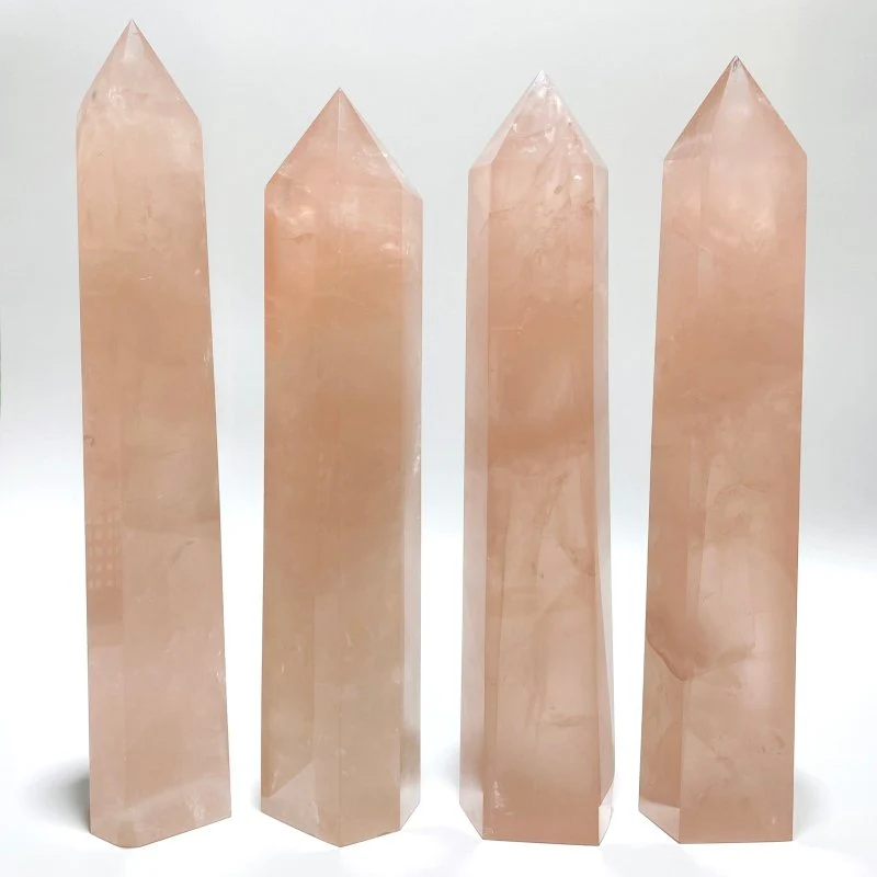 4 Pieces High Quality Large Madagascar Rose Quartz Tower Points