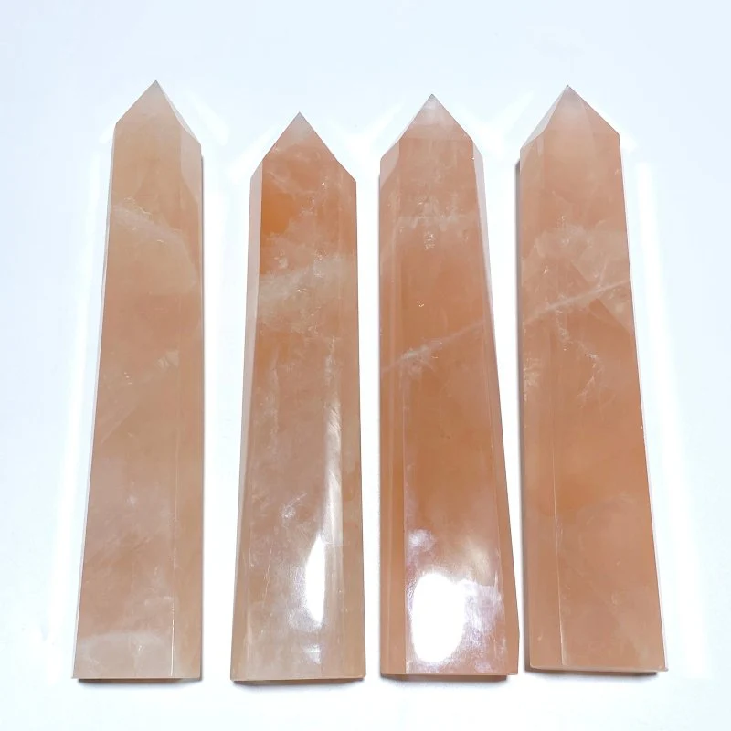 4 Pieces High Quality Large Madagascar Rose Quartz Tower Points - Image 2