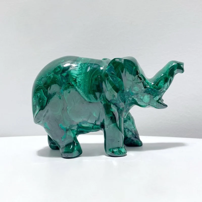 4 Pieces High Quality Malachite Elephant Carving - Image 3