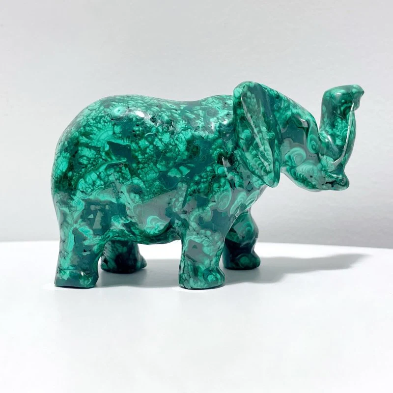 4 Pieces High Quality Malachite Elephant Carving - Image 5