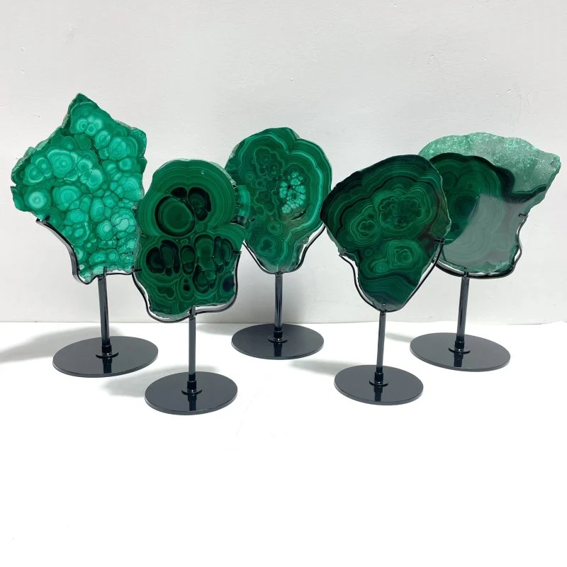 5 Pieces High Quality Malachite Specimen With Stand