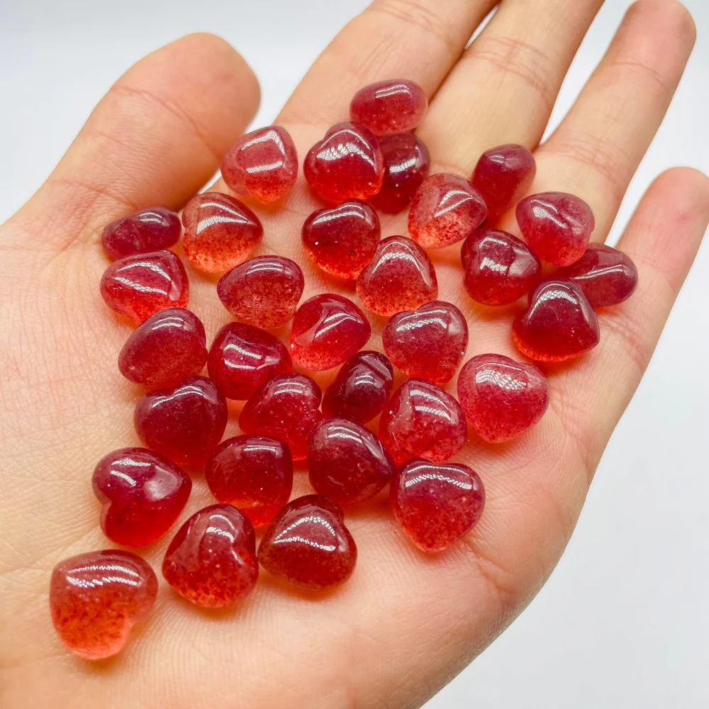 High Quality Mini Strawberry Quartz Heart DIY Pendant Wholesale - Image 4