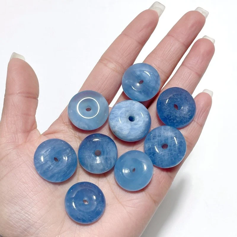 13 Pieces High Quality Mixed Material Donuts Aquamarine Kunzite - Image 5