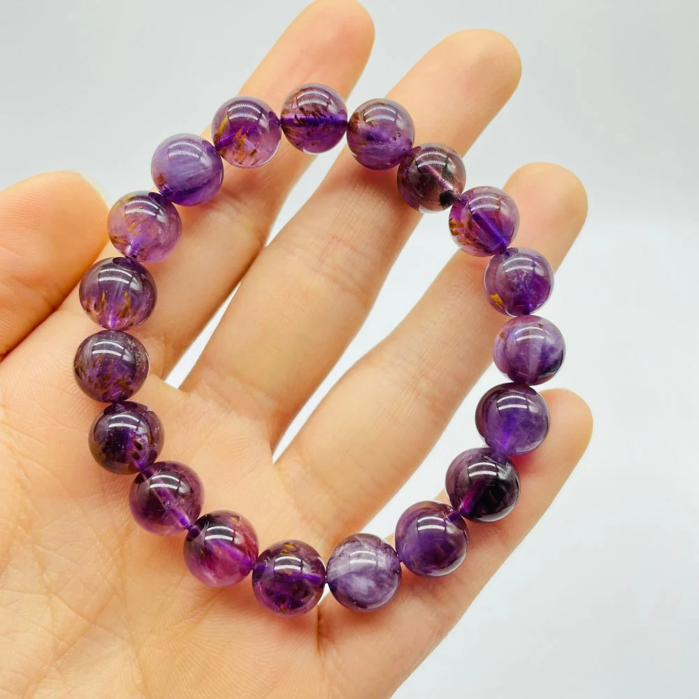 High Grade Natural Clear Amethyst Cacoxenite Super7 Bracelet (HGUB09) - Image 2