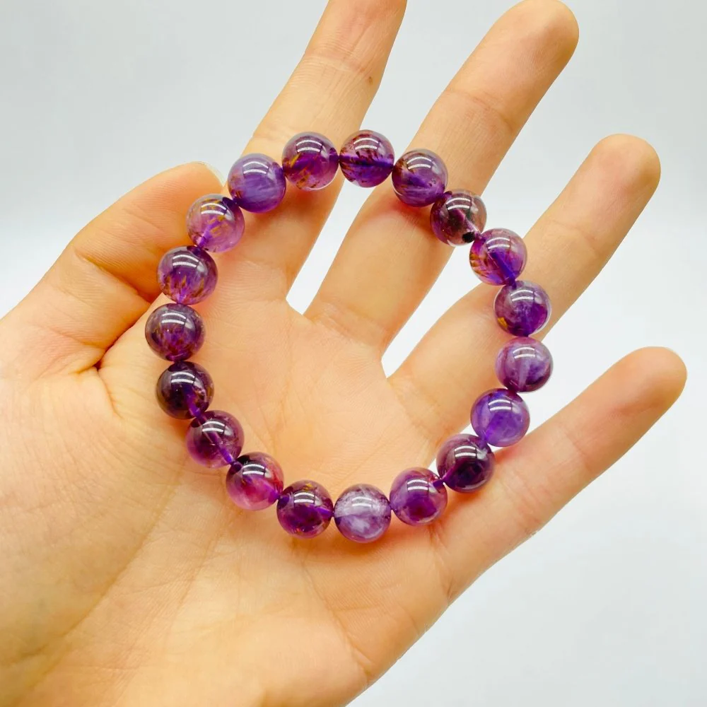 High Grade Natural Clear Amethyst Cacoxenite Super7 Bracelet (HGUB09) - Image 3